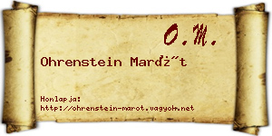 Ohrenstein Marót névjegykártya
